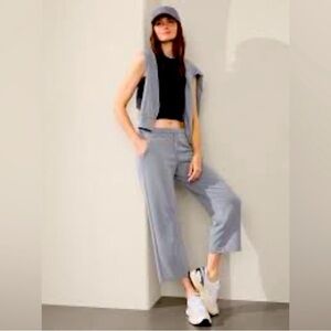 Athleta Silver Echo Wide Leg Cropped Trousers fall casual NWT $108 athletic